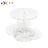 Soporte de exhibición redondo transparente de acrílico con luz LED para postres y pasteles horneados, soporte redondo de cuatro niveles con bandeja para aperitivos