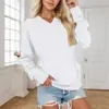 Sudadera de Manga Larga Holgada de Color Sólido con Cuello en V y Bolsillo, Estilo Europeo y Americano, Nueva para Otoño e Invierno 2025, para Mujer