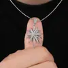 Collar para Hombres y Mujeres Transfronterizo Nueva Moda Versátil Estrella de Ocho Puntas Cobre Chapado en Oro Zirconia Colgante Collar Cadena de Clavícula de Acero de Titanio