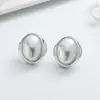 Pendientes de Botón Geométricos Retro de ABS con Perlas de Imitación, Pendientes Metálicos de Alta Gama para Mujer, Pendientes Sencillos y Versátiles para el Día a Día con Estilo Elegante