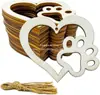10 Piezas Corazón de Madera Pata de Perro Manualidades Corazón Pata de Gato de Madera Adornos Colgantes para Decoración de Fiesta Temática de Perros Mascotas