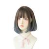 Peruca da Moda para Mulheres com Cabelo Curto, Bob, Cabeça de Estudante, Rosto Redondo, Touca Completa, Cor Degradê Natural, Fivela Interna, Cabelo Liso Atacado