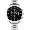Gran Venta Transfronteriza de Explosivos Reloj de Acero para Hombre Falso de Tres Ojos Negocios Ocio Calendario Reloj de Cuarzo para Hombre en Stock
