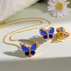Conjunto Floral de Mariposa Hecho en Fábrica con Colores Contrastantes Azul y Verde, Anillo, Pendientes, Broche, Pulsera, Cadena para Suéter Frescos y Elegantes