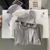 Chaqueta fina de protección solar para acampar de primavera y verano para mujer color gris paloma manga caída holgada casual combinable con todo con capucha y cremallera