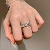 Anillo de plata de ley S925 con encaje romántico francés, una hilera de diamantes, combinación de alto nivel, hilera de anillos apilables, anillo de cola de diamante, anillo índice