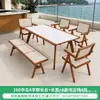 Silla de marco de aleación de aluminio minimalista moderna con respaldo de malla y juego de mesa de comedor de losa de roca, adecuado para restaurantes autoservicio de hotel y uso en exteriores