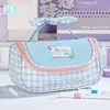Estojo de Lápis de Mão com Fivela de Estrela Creme e Xadrez Suave Estilo Japonês, Fofo e Estiloso, Caixa de Material Escolar de Grande Capacidade para Alunos do Ensino Fundamental