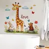 Pegatinas Decorativas de Papel Tapiz de Jirafa Conejo Oso de Dibujos Animados Transfronterizas para Dormitorio Sala de Estar Habitación Infantil Autoadhesivas PVC