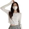 Comércio Exterior 2025 Camiseta Básica para Mulheres no Outono e Inverno com Design de Camiseta de Manga Comprida Sexy Top Curto para Mulheres Peça Única Drop Shipping