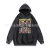 Moletom com Capuz Street Estilo Americano Vintage Estampado Distintivo Masculino e Feminino Primavera e Outono Novo Design Desgastado Lavado Suéter
