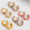 Pendientes de Mujer Japoneses y Coreanos Transfronterizos Aliexpress Rombo Colorido Gota de Aceite de Moda Versátiles Dulces Geométricos