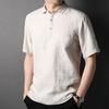 Camiseta de Lino 100% Manga Corta Estilo Polo para Hombre Verano 2026 Nueva Camisa de Color Sólido Estilo Chino Cuello Campana
