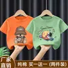 Camiseta de Manga Curta para Meninos Algodão Puro 2026 Novo Estilo de Verão Roupas de Verão Infantis Camiseta Média e Grande para Crianças Blusa Fina Marca da Moda Roupas Infantis