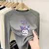 Camiseta Térmica Base Infantil Kuromi 2025 Inverno Nova Moda Top Espesso de Gola Redonda para Bebês