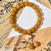 [Crepúsculo Yeshan Otoño] Pulsera de Bodhi Caramelo Natural de Círculo Único Pulsera de Raíz de Bodhi Roja Joyería de Cuentas de Buda Venta al por Mayor