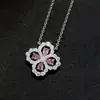 Moda Cadena para Clavícula con Colgante de Trébol Full Diamond Juego de Pendientes Lujo Ligero Versátil Collar de Gama Alta Regalo para Niñas