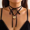Gargantilha Coração Geométrico Estilo Europeu e Americano para Mulheres Versátil com Fio de Cera Encerado com Nó Ajustável Colar com Design Doce e Cool