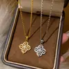 Collar con colgante de Vajra y trébol de cuatro hojas, cadena para suéter de nicho de lujo ligero para mujer, joyería de cadena para el cuello de estilo chino nuevo de alta gama