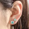 Henson Color Doble Gradiente Corte Rosa Circonita Acero de Titanio Tornillo Hélice Hélice de Oreja Uña de Oreja Nicho Pendientes de Alta Gama para Niña