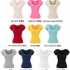 Top Elástico de Manga Corta con Cuello en U Ajustado a la Cintura Estilo Chica Picante Verano Estilo Manga Figura Favorecedora Rayón Hombro Normal Camiseta para Mujer Puro Deseo Ajustado