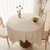 Toalha de Mesa Redonda Estilo Wabi-Sabi, Impermeável, À Prova de Óleo, Não Precisa Lavar, Capa Casual para Mesinha de Café Redonda Pequena, Luxo Leve, Sensação de Alta Qualidade, Toalha de Mesa Redonda Pequena