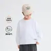 Casa da Hai Ma nova roupa de outono para crianças camiseta de manga comprida de outono para meninos algodão puro cor sólida camada base estilosa