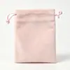 Bolsa de terciopelo personalizada con cordón para guardar joyas y regalos, bolsa de tela de flocado engrosada, bolsa con cordón, se puede imprimir con logo