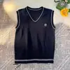 Chaleco de Punto Estilo Universitario para Hombre con Cuello en V Bordado Chaleco Exterior sin Mangas Ropa Exterior para Mujer