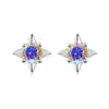 Pendientes Transfronterizos Nuevos de Moissanita de Colores Estilo Coreano Moda Pendientes en Forma de Estrella Versátiles Simples de Plata S925 Venta al por Mayor