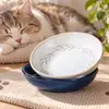 Tigela Cerâmica Gato Galho e Folha 3D Tigela de Comida para Pet Antiderrapante Tigela de Proteção para o Pescoço Tigela Cerâmica Grande com Pé Alto Tigela de Alimentação para Pet