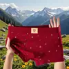 Ropa interior de boxeo para hombre con estampado rojo de comercio exterior europeo y americano, entrepierna antibacteriana transpirable, talla grande, año zodiacal, calzoncillos de cuatro esquinas, venta al por mayor de una pieza