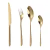 Conjunto de Talheres Espessados de Aço Inoxidável 304 Faca, Garfo, Colher para Comida Ocidental, Colher de Chá, Conjunto de Quatro Peças, Faca e Garfo para Steak de Hotel de Luxo