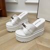 Chinelos de Sola Grossa para Mulheres, Moda Verão para Usar na Rua, Sandálias Femininas, Sapatos de Praia de Verão com Plataforma e Laço