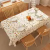 Toalha de mesa fresca e simples, à prova d'água e à prova de óleo, não precisa lavar, toalha de mesa estilo pastoral, luxo leve com um toque de alta qualidade, tapete de proteção retangular para mesa