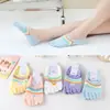 Calcetines de Dedo para Verano Calcetines Bajos de Cinco Dedos Calcetines de Colores Arcoíris con Caras Sonrientes Calcetines Invisibles de Silicona para Mujer Zapatos de Frijol