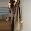 Abrigo de Lana para Mujer 2026 Otoño e Invierno Nuevo Estilo, Petite, Engrosado, Estilo Coreano, Corte Ajustado, Elegante, Abrigo de Lana de Longitud Media