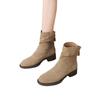 Botas Holgadas de Tacón Grueso para Mujer 2025 Otoño/Invierno Nuevas Botas Melad Botas Cortas Estilo Vaquero Occidental Botas de Media Caña Botas Martin