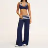 Conjunto deportivo falso de dos piezas transfronterizo para mujer, conjunto de yoga con estampado vintage, adecuado para ir al trabajo al aire libre y ir de compras, conjunto de yoga 4549