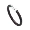 Pulsera de cuero simple para hombre de venta caliente europea y americana, pulsera de cuero de una sola vuelta con cierre magnético de titanio y acero, suministro en stock