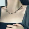 Collar de Cuerda de Cuero Multicapa Nudado con Cuentas Redondas de Manchas de Moda y Sencillo Retro Nuevo Estilo Chino Casual Versátil Cadena para Clavícula Accesorio