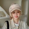Gorra de béisbol cálida de otoño e invierno para mujer, estilo coreano, con cara pequeña de felpa, bonita, nueva, con parte superior vacía, tejida con lengua de pato