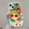 Pintura al Óleo Niña Adecuado para Funda de Teléfono Apple 16promax 13 Dibujo Animado Lindo 15 Doble Soporte 14 Silicona 11 Huawei