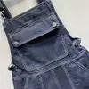 2026 Verão Novo Estilo Juvenil Macacão Curto Jeans Azul Profundo Moda Versátil Com Suspensório