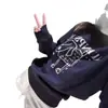 Sudadera estampada azul marino, elegante y sofisticada, para mujer, perfecta para otoño e invierno, con un corte favorecedor para figuras petite y un diseño relajado y oversized.