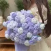 Manta de Peluche Gradiente con Ramo de Rosas Paquete de Material Tejido a Mano para DIY Manta con Ramo Regalo Manta de Rosas Liquidación