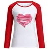 Novos tops femininos da Amazon AMOR Dia dos Namorados manga longa estampa AMOR Dia dos Namorados Raglan manga longa atacado