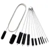 Cepillo para tuberías de pecera, de acero inoxidable, con doble cabezal y resorte, para limpieza de entradas y salidas de acuarios.