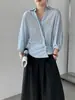 Camisa de Estilo Jiang Chi de Largo Plazo con Cintura Fruncida y Pliegues Irregulares Top Sencillo y Elegante de Cuello en V Adelgazante 810