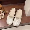 Mules de perlas, sandalias planas, sandalias cerradas sin cordones estilo Chanel para mujer, nuevo estilo slip-on 2026, zapatos cómodos